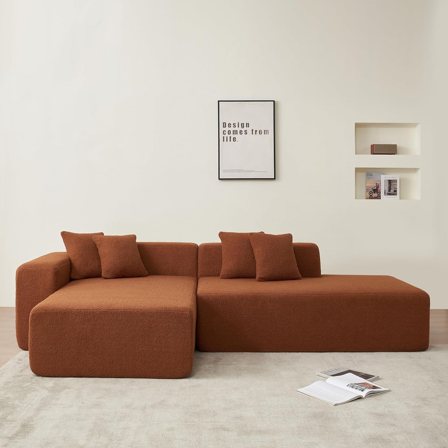 Modern Plush Modular Corner Sectional Sofa –  Compression Couch for Living Room Dimensions: 268 x 153 x 56 cm