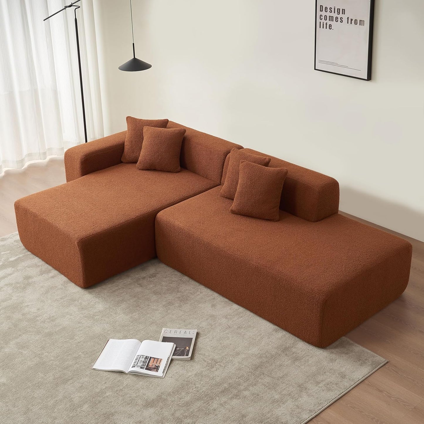 Modern Plush Modular Corner Sectional Sofa –  Compression Couch for Living Room Dimensions: 268 x 153 x 56 cm