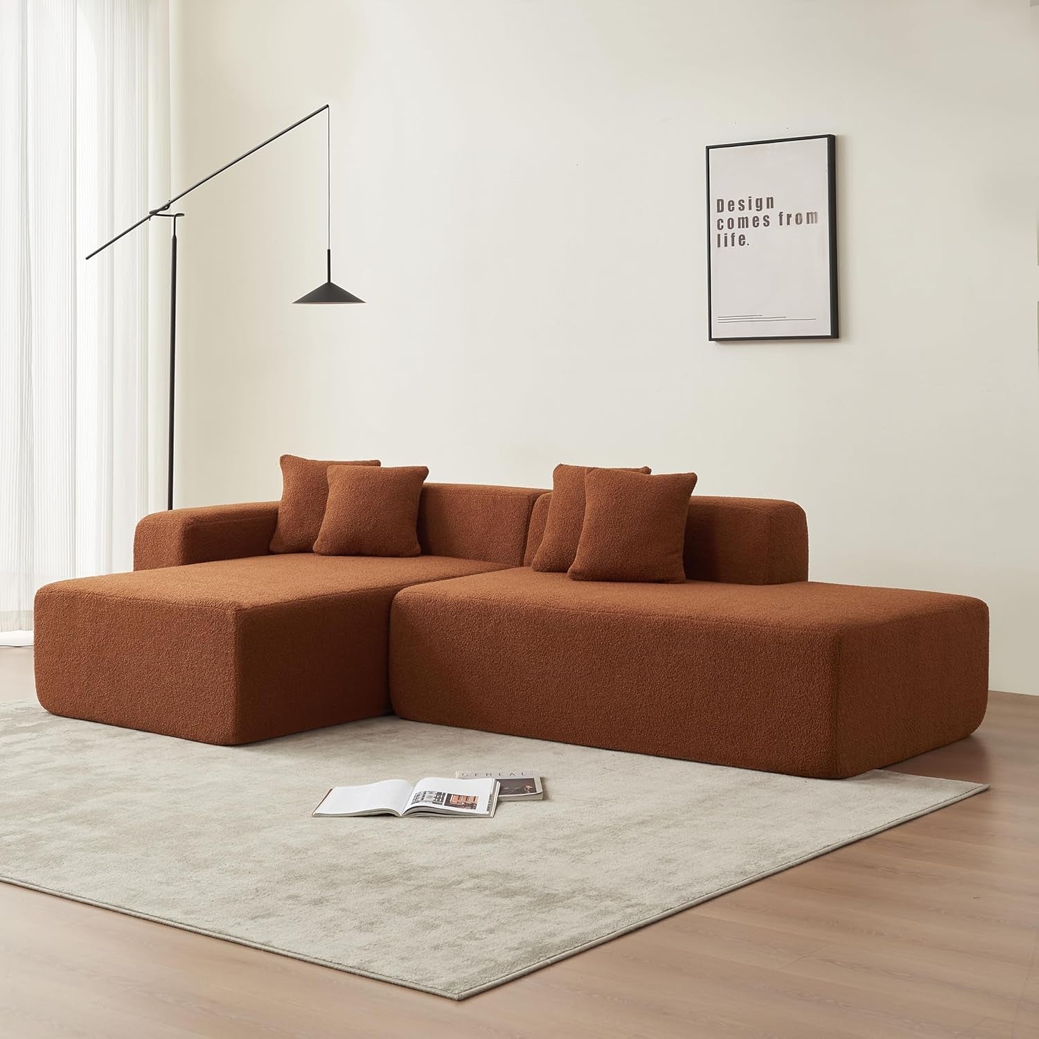 Modern Plush Modular Corner Sectional Sofa –  Compression Couch for Living Room Dimensions: 268 x 153 x 56 cm