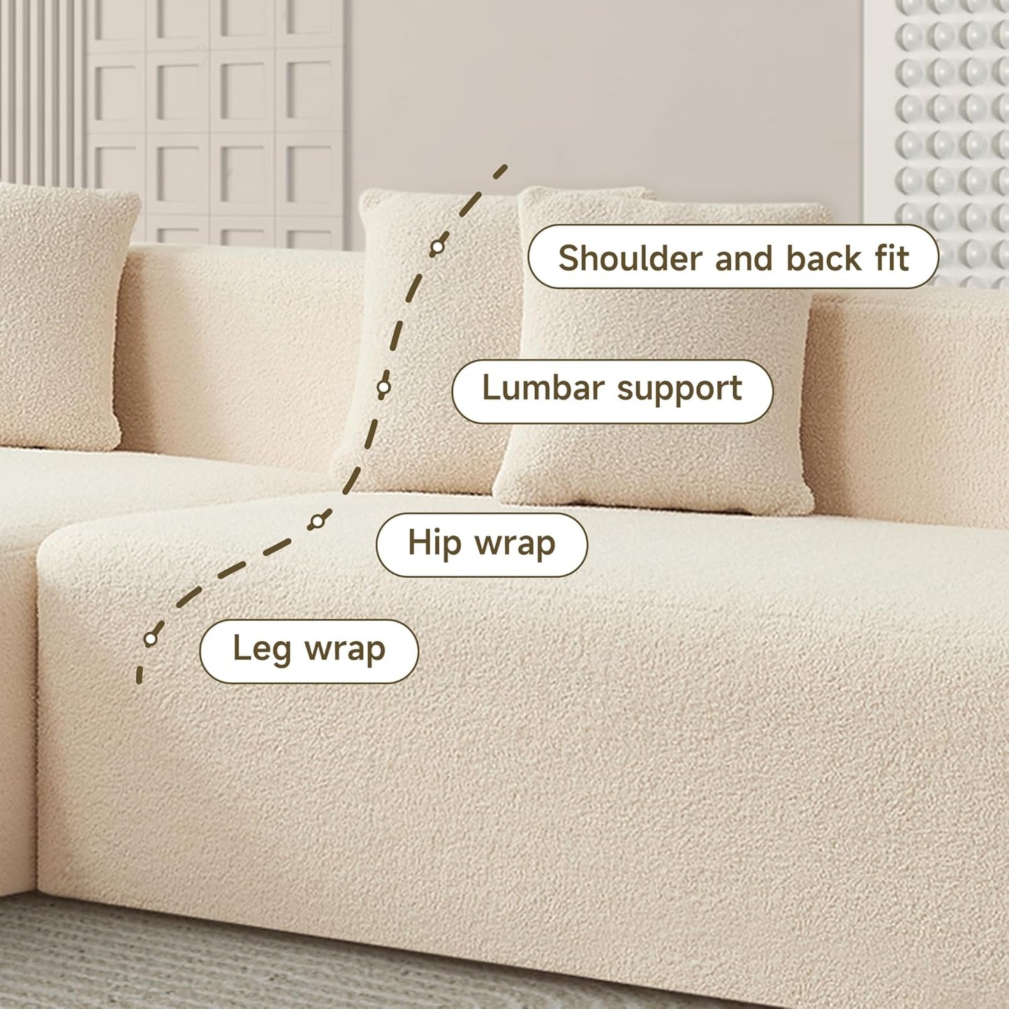 Modern Plush Modular Corner Sectional Sofa –  Compression Couch for Living Room Dimensions: 268 x 153 x 56 cm