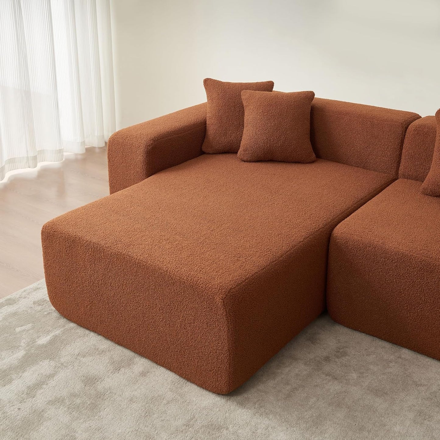Modern Plush Modular Corner Sectional Sofa –  Compression Couch for Living Room Dimensions: 268 x 153 x 56 cm